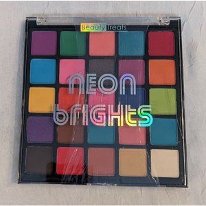 Beauty Treats Eyeshadow Palette Neon Brights 25 Vivid Pressed Pigments 80s Color